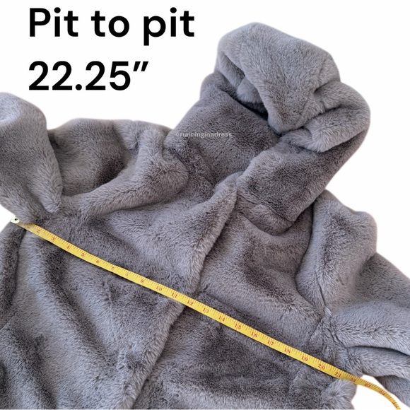 NWT Elie Tahari Grey Faux Fur Hooded Coat Cozy Chic Winter Jacket Size Medium - Picture 9 of 16